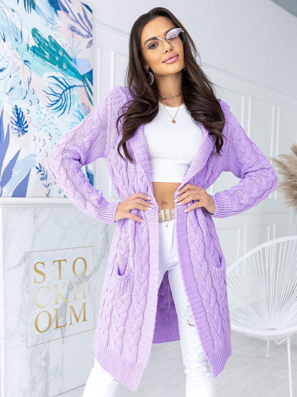 Hooded Cable Knit Cardigan Gato