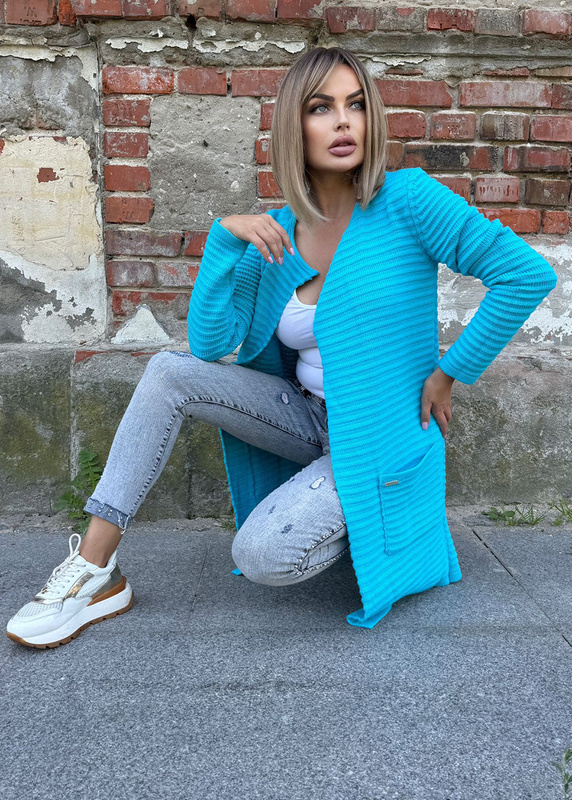 Women's Loko turquoise striped coat