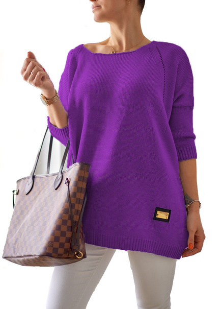 Długi damski sweter Stella oversize fiolet