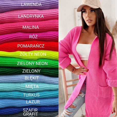 Elegancki Kardigan z Kieszeniami Elis XL Lazur