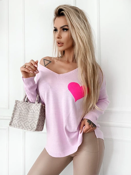 Damski sweter z sercem Julia lila