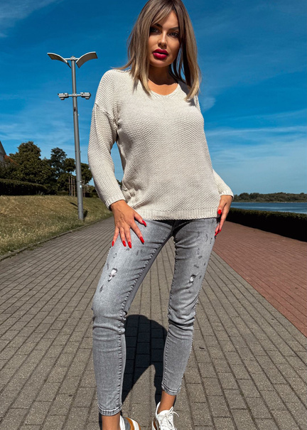 Kobiecy Sweter z Długim Rękawem Ola Beż