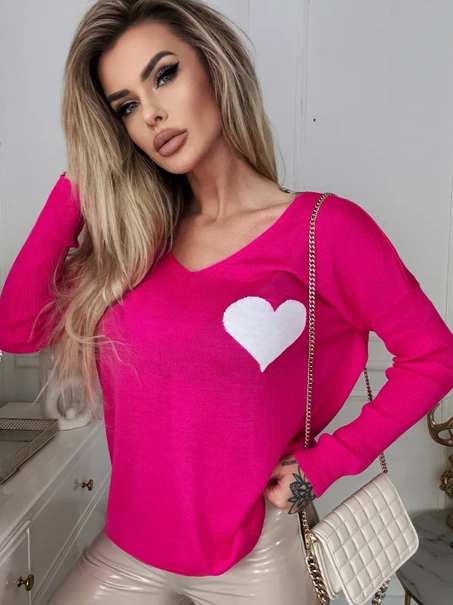 Damski sweter z sercem Julia amarant