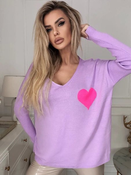 Damski sweter z sercem Julia lawenda