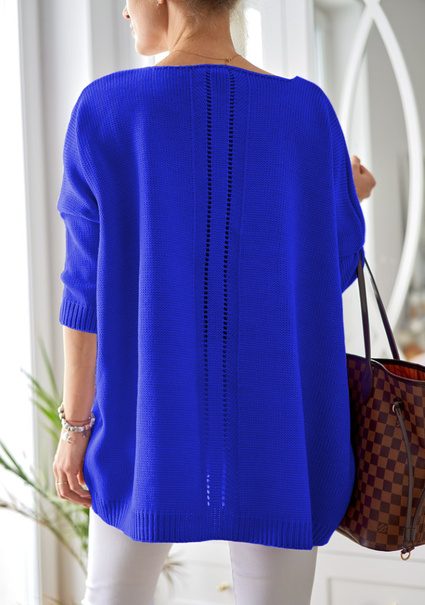 Długi damski sweter Stella oversize szafir