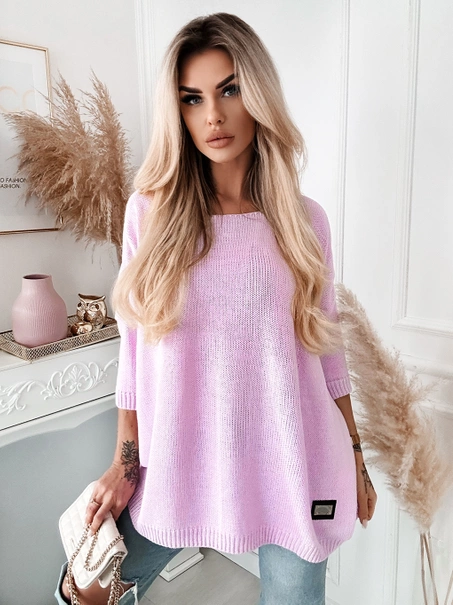 Długi damski sweter Stella oversize lila
