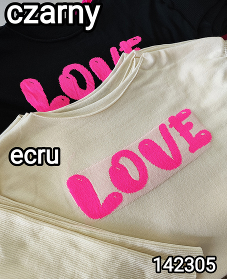 Wyrazisty sweter z napisem LOVE Ecru