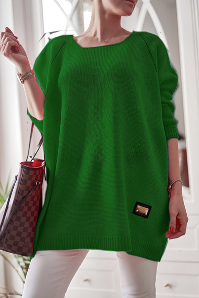 Długi damski sweter Stella oversize zielony