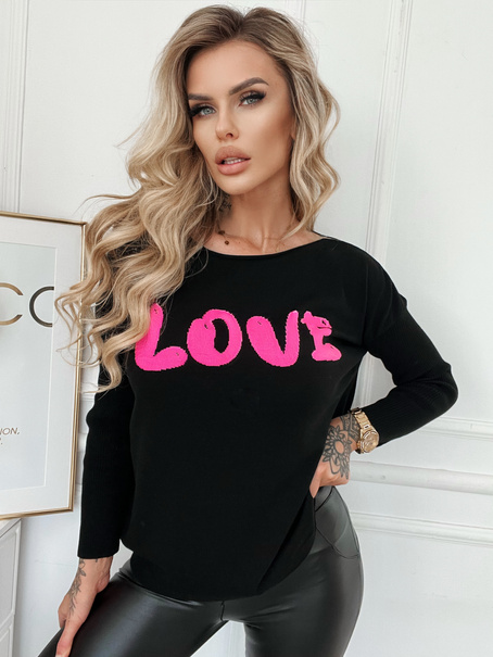 Wyrazisty sweter z napisem LOVE Czarny
