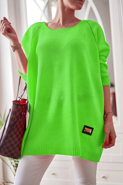 Długi damski sweter Stella oversize zielony neon