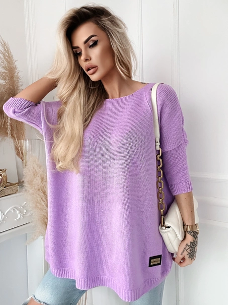 Długi damski sweter Stella oversize lawenda